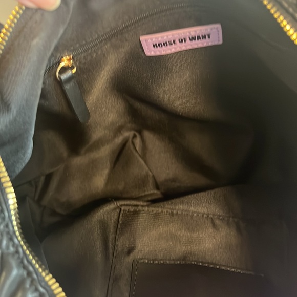 House of want black vegan leather bag with gold hardware - Picture 2 of 5